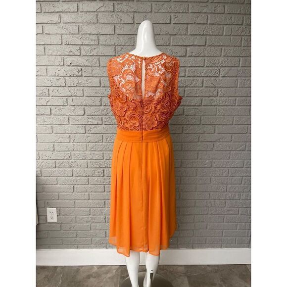 Eva Mendes Sleeveless Orange Lace Dress Size 8 - Picture 4 of 10